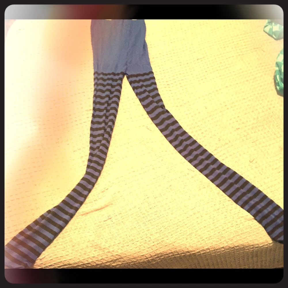 Blue and black tights